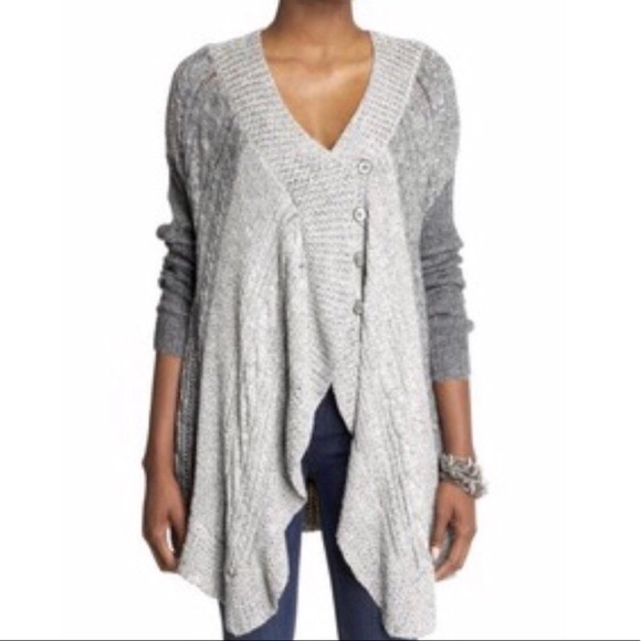 Free People Sweaters - Free People Gray Hemingway Cape Cardigan